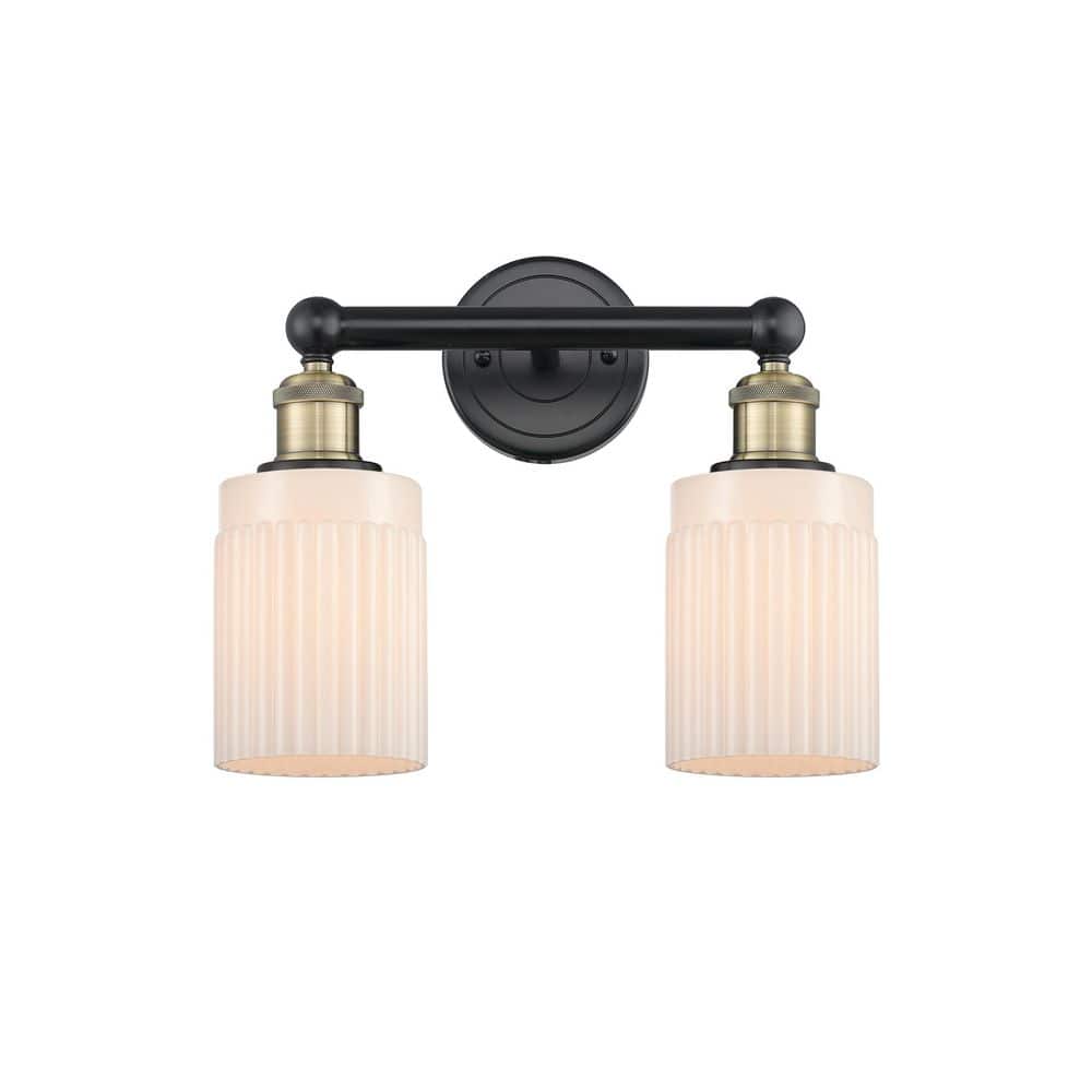 Hadley 13.5 in. 2-Light Black Antique Brass Vanity Light with Glass Shade price history on PriceWatchPro