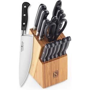 15-Piece Stainless Steel Knife Set with Bamboo Storage Block