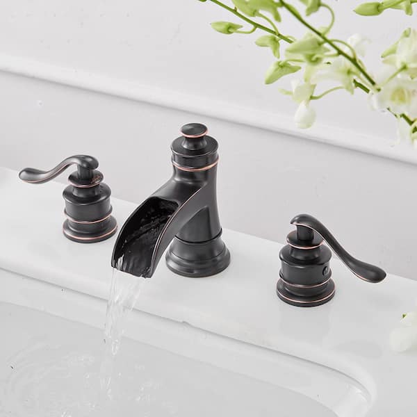 8 in. Widespread 3 Holes 2-Handle Bathroom Faucet in Oil Rubbed Bronze