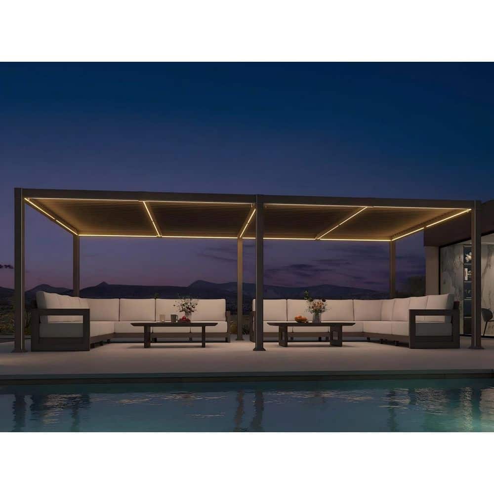 PURPLE LEAF 11 ft. x 23 ft. Bronze Aluminum Outdoor Louvered