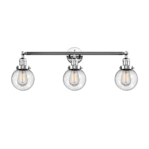 Beacon 30 in. 3-Light Polished Chrome Vanity Light with Seedy Glass Shade