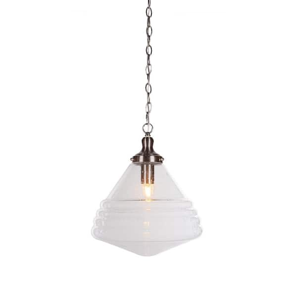 Unbranded Alton 60-Watt 1-Light Brushed Nickel Shaded Mini Pendant Light with Glass Shade