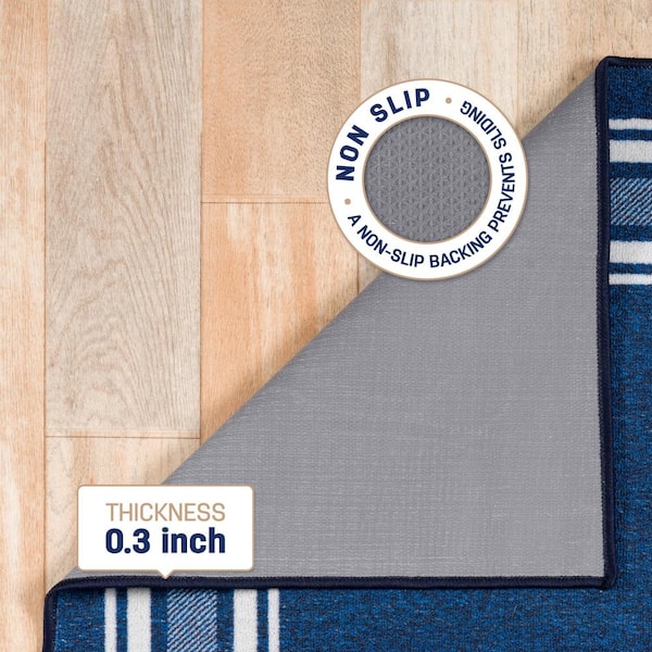  Rubber Backed Area Rug, 39 X 58 inch (fits 3x5 Area), Grey  Striped, Non Slip, Kitchen Rugs and Mats : Home & Kitchen