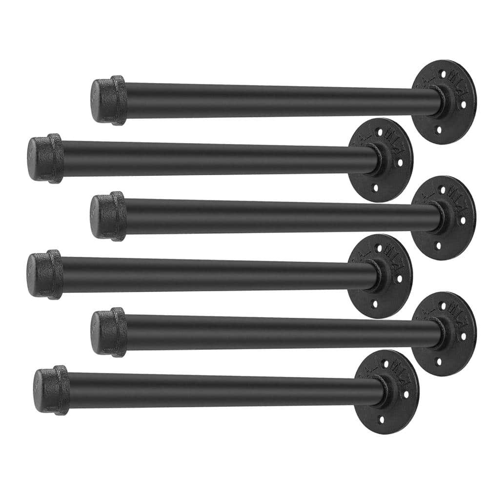 "6-Pack 12"" Black Iron Pipe Brackets, Heavy Wall Shelves, Vintage Style" price history on PriceWatchPro