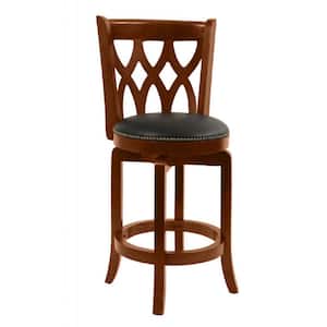 Cathedral 24 in. Cherry Swivel Cushioned Bar Stool