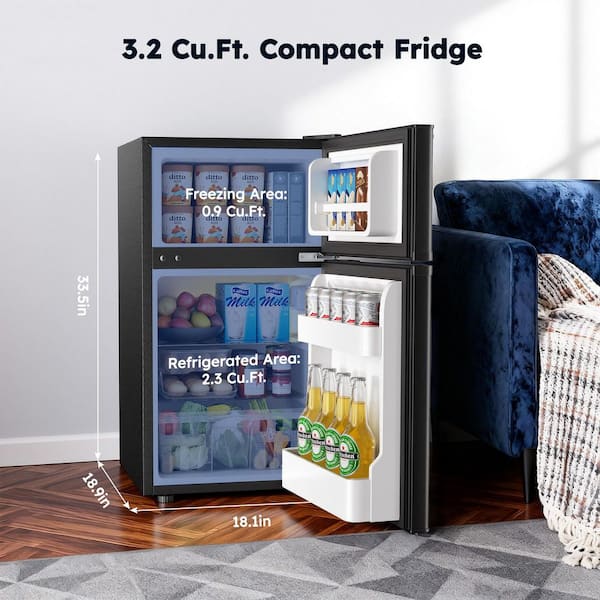 SIMZLIFE 20 in. 3.2 cu. ft. Mini Refrigerator in Silver with