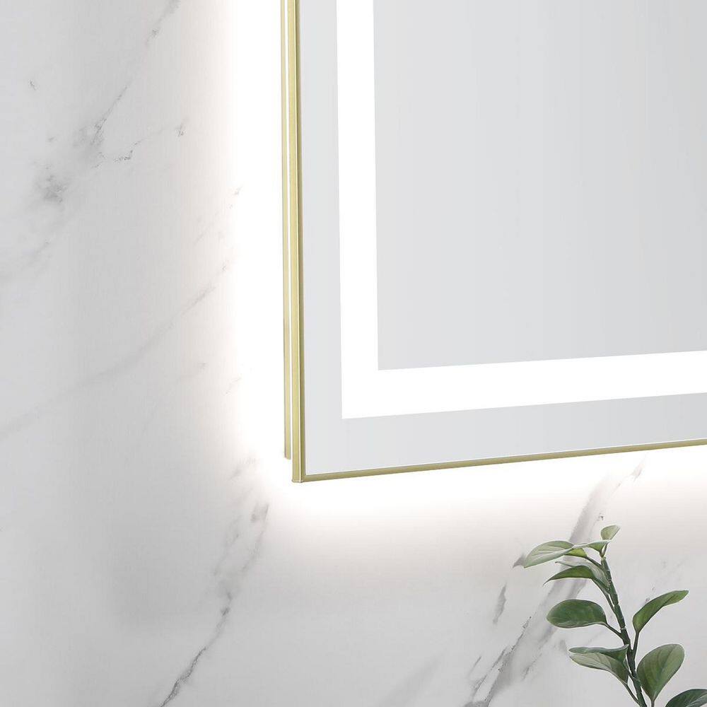24 in. W x 40 in. H Rectangular Aluminum Framed LED Wall Bathroom Vanity Mirror with Front and Backlight in Brushed Gold price history on PriceWatchPro
