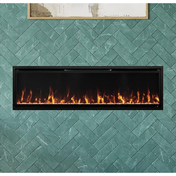 Aerus Slim 60 in. Wall-Mounted Smart Electric Fireplace Heater with Multi-Color Flames, 5000 BTU, Wi-Fi & Remote Control