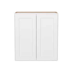 Easy-DIY 27-in W x 12-in D x 30-in H in Shaker White Ready to Assemble Wall Kitchen Cabinet 2 Doors-2 Shelves