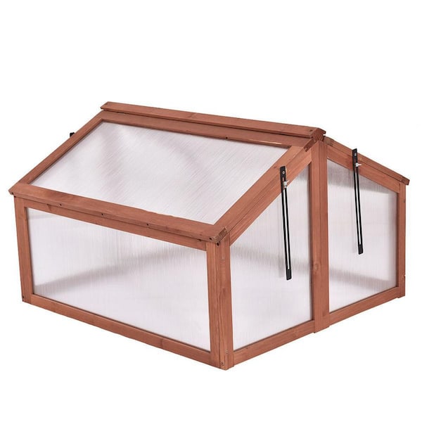 WELLFOR 35.5 in. W x 31.5 in. D x 23 in. H Double Box Wooden Greenhouse