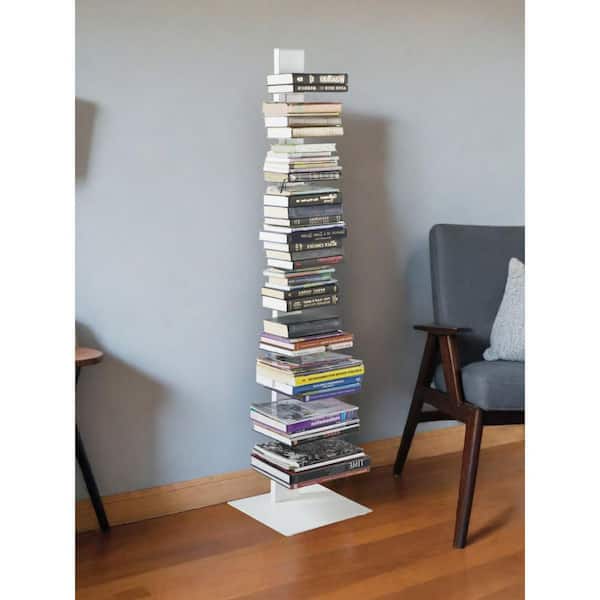 59.85 in. Tall White Metal 10-Shelf Standard Bookcase