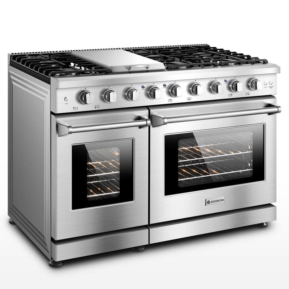 48 in. Gas Range with 7 cu. ft. Dual Oven, 6 Burners and 1 Griddle Burner in Stainless Steel, with Convection Air Fryer price history on PriceWatchPro