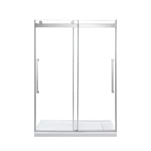 Montebello 60 in.L x 32 in.W x 78.74 in.H Alcove Shower Kit with Frameless Sliding Shower Door and Shower Pan in Chrome