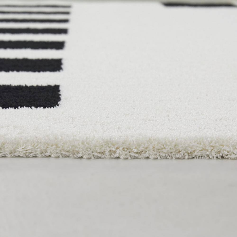 Black and White Geometric Rectangular Stain-Resistant Area Rug