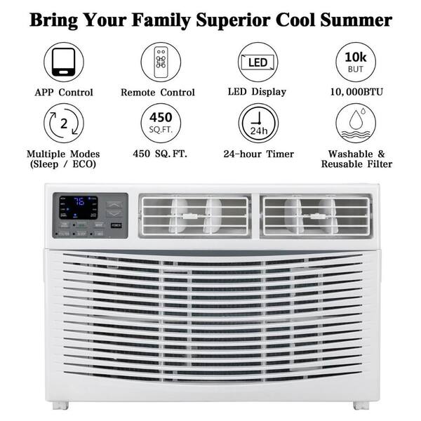 Karl home 10,000 BTU 115V Window Air Conditioner Cools 450 with  Remote Control in White 546007030829