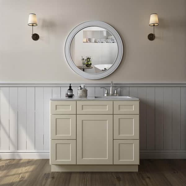 42 X 21 in.D X 34.5 in.H Bath Vanity Cabinet without Top in Shaker Antique White