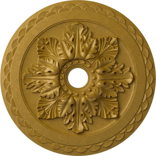 Ekena Millwork 2 in. x 23-5/8 in. x 23-5/8 in. Polyurethane Bordeaux Deluxe Ceiling Medallion, Pharaohs Gold