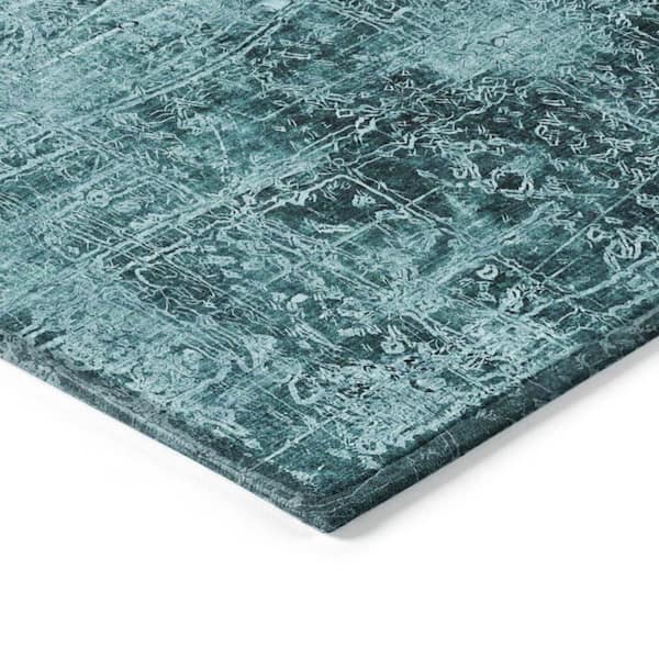Teal 5 ft. x 8 ft. Woven Abstract Rectangle Indoor/Outdoor Area Rug