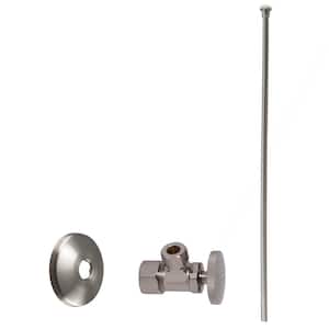 5/8 in. x 3/8 in. OD x 20 in. Flat Head Toilet Supply Line Kit with Round Handle Angle Shut Off Valve, Satin Nickel