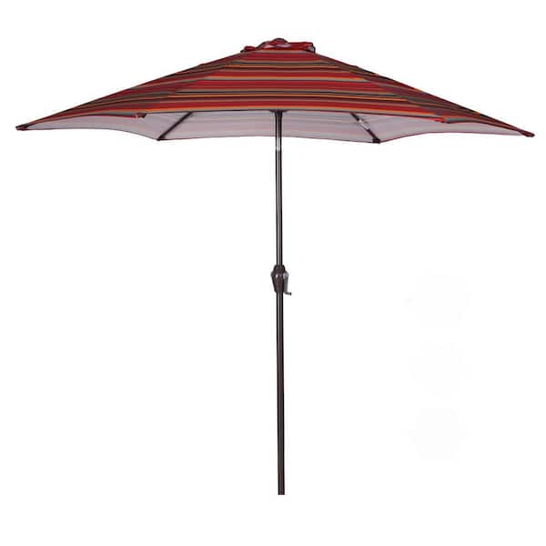 Unbranded 8.6 ft. Steel Market Patio Umbrella with Push Button Tilt and Crank in Red