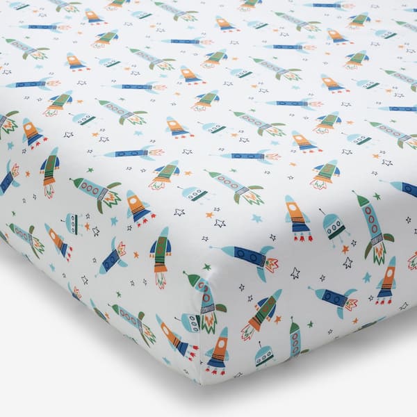 Company Kids White Space Adventure Percale Crib Sheet