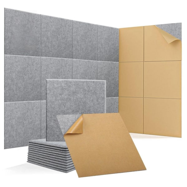 12 in. Dark Grey Acoustic Wall Panels, Soundproofing Panels with Self-Adhesive Backing for Noise Reduction (12-Pack)