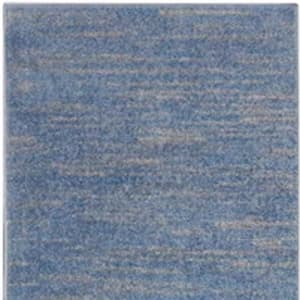 Charlie 2 X 10 ft. Blue and Grey Striped Indoor/Outdoor Area Rug