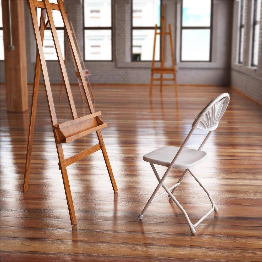 White Fan Back Indoor/Outdoor Folding Chair