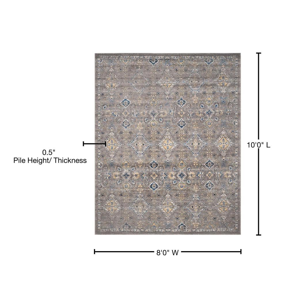 Evoke Dark Grey and Yellow High Pile Synthetic Area Rug