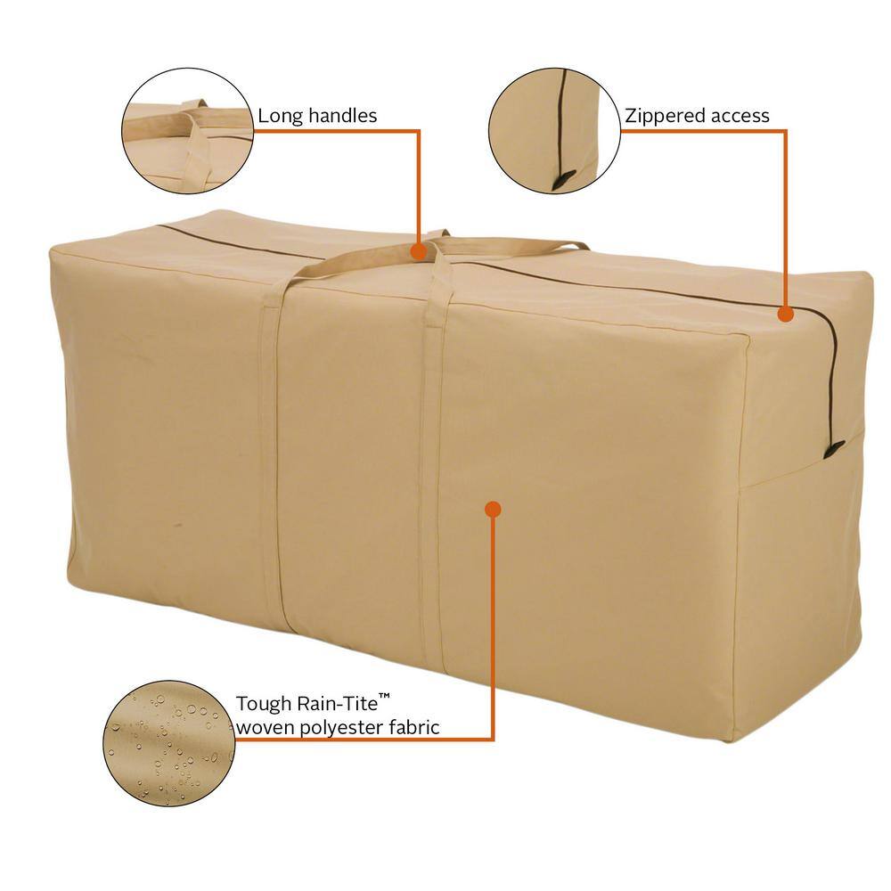 Beige Water-Resistant Patio Cushion Storage Bag