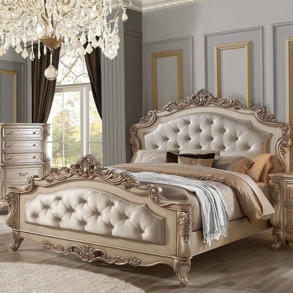 Acme Furniture Gorsedd Gold Wood Frame California King Platform Bed