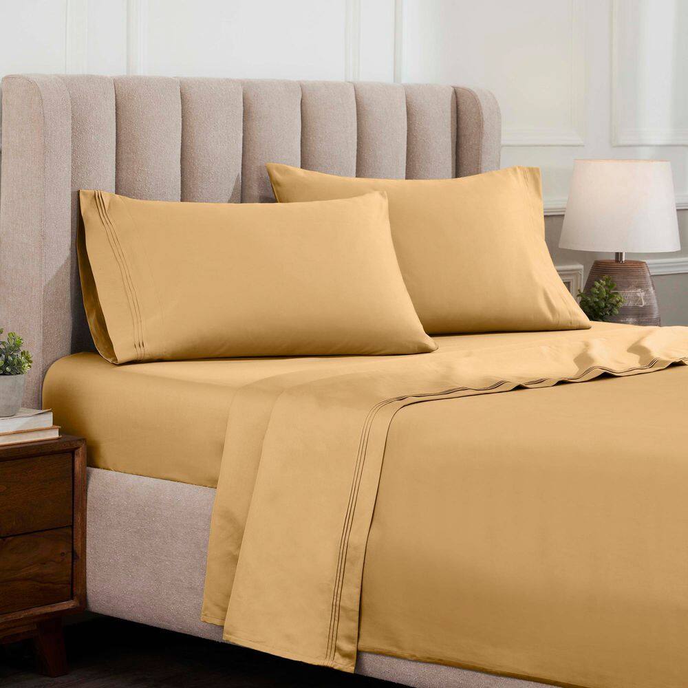 Egyptian Cotton 1500 Thread Count 4-Piece Gold Solid Queen Deep Pocket Sheet Set price history on PriceWatchPro