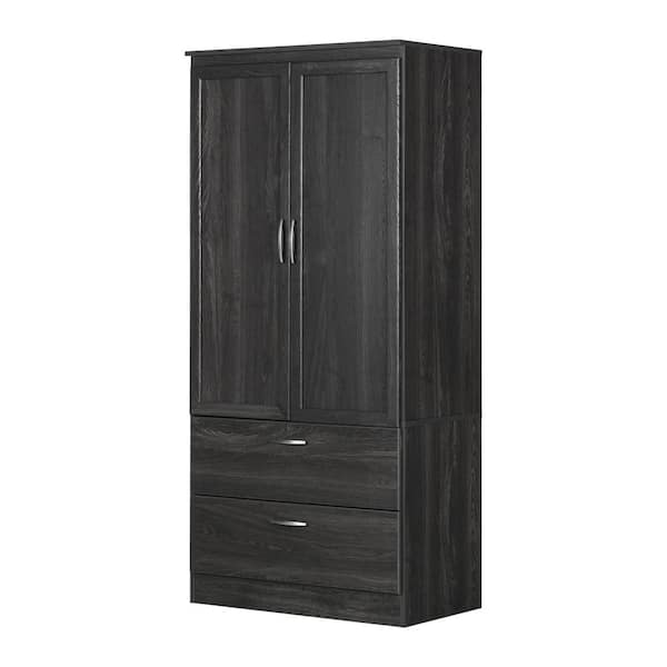 South Shore Acapella Gray Oak Armoire with 2-Drawers (33 in. W x 71 in. H)