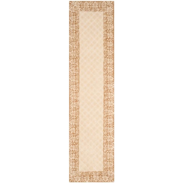 Total Performance 2 ft. x 9 ft. Ivory/Creme Diamond Border Runner Rug