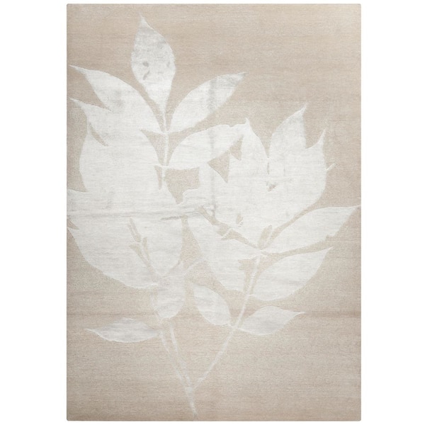 Tibetan 6 ft. x 9 ft. Light Blue Distressed Floral Area Rug