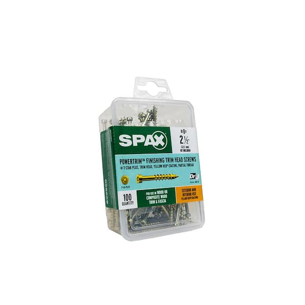 SPAX #8 x 2-1/2 in. T-Star Plus Cylindric Head Trim Yellow Zinc Screw (100 per Box)