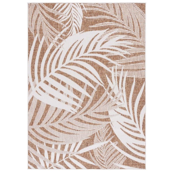 Beach House Brown/Ivory 9 ft. x 12 ft. Oversized Tropical Indoor/Outdoor Area Rug