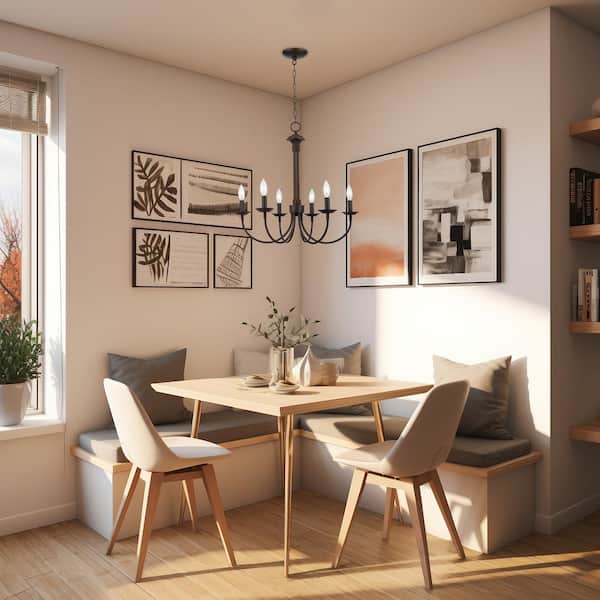 Candle 6-Light Oil Rubbed Bronze Farmhouse Chandelier for Dining Room
