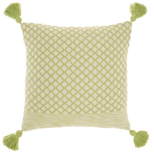 Lifestyles Lime Green Geometric Removable Cover 18 in. x 18 in. Throw Pillow