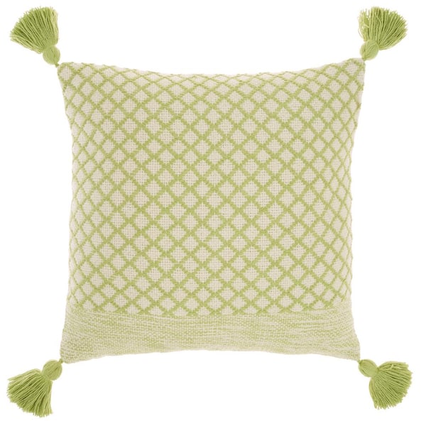 Mina Victory Lifestyles Lime Green Geometric Removable Cover 18 in. x 18 in. Throw Pillow