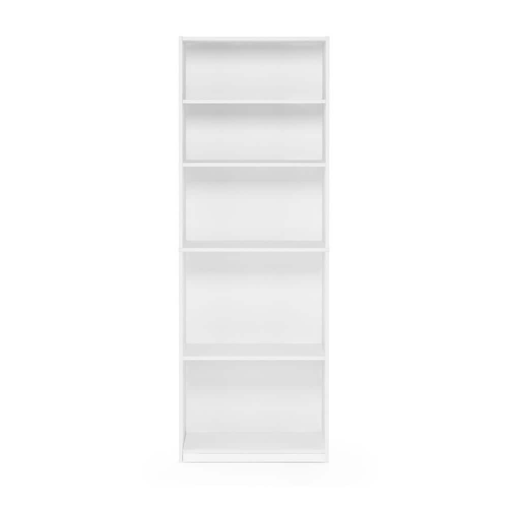 White Adjustable 5-Shelf Composite Wood Bookcase