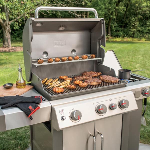 Weber Genesis Ii S 335 3 Burner Propane Gas Grill In Stainless Steel The Home Depot