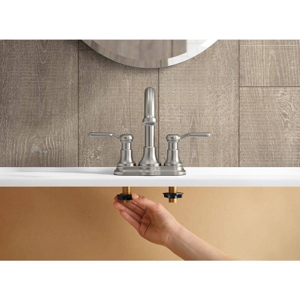 Elegant Brushed Nickel Dual-Handle High Arc Bathroom Faucet