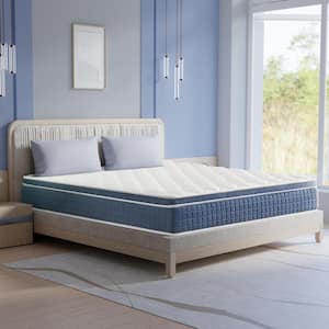 14 in. King Size Plush Hybrid Foam Mattress, Pocket Spring, Free Fiberglass and Support