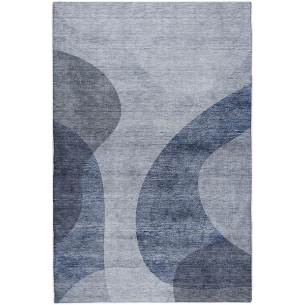 Dream Shag Premium Machine Washable Abstract ADS657 Blue 9 ft. x 12 ft. Area Rug