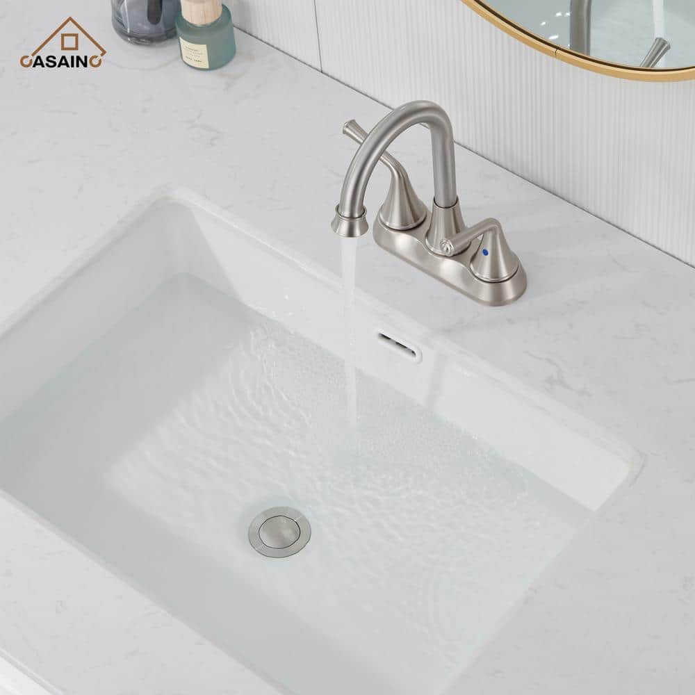 Brushed Nickel Dual Handle Bathroom Sink Faucet with Drain Kit