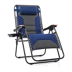 Blue 1-Piece Metal Outdoor Recliner