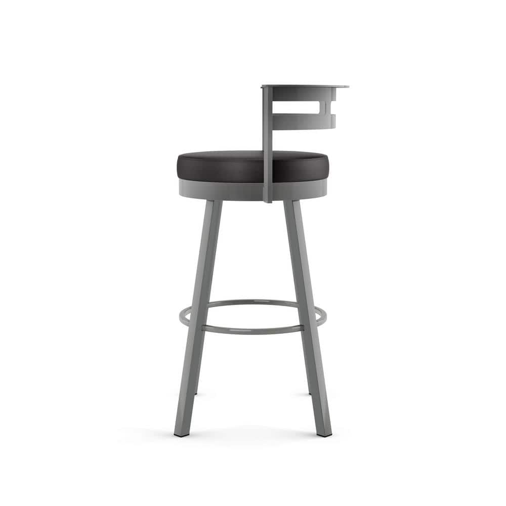 Black Faux Leather Swivel Counter Stool with Metal Frame