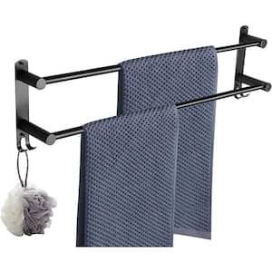 Stretchable 17-31 Inches Double Bath Towel Bar Bathroom Towel Rack Hooks Kitchen Hand Towel Holder Dish Cloths Hanger
