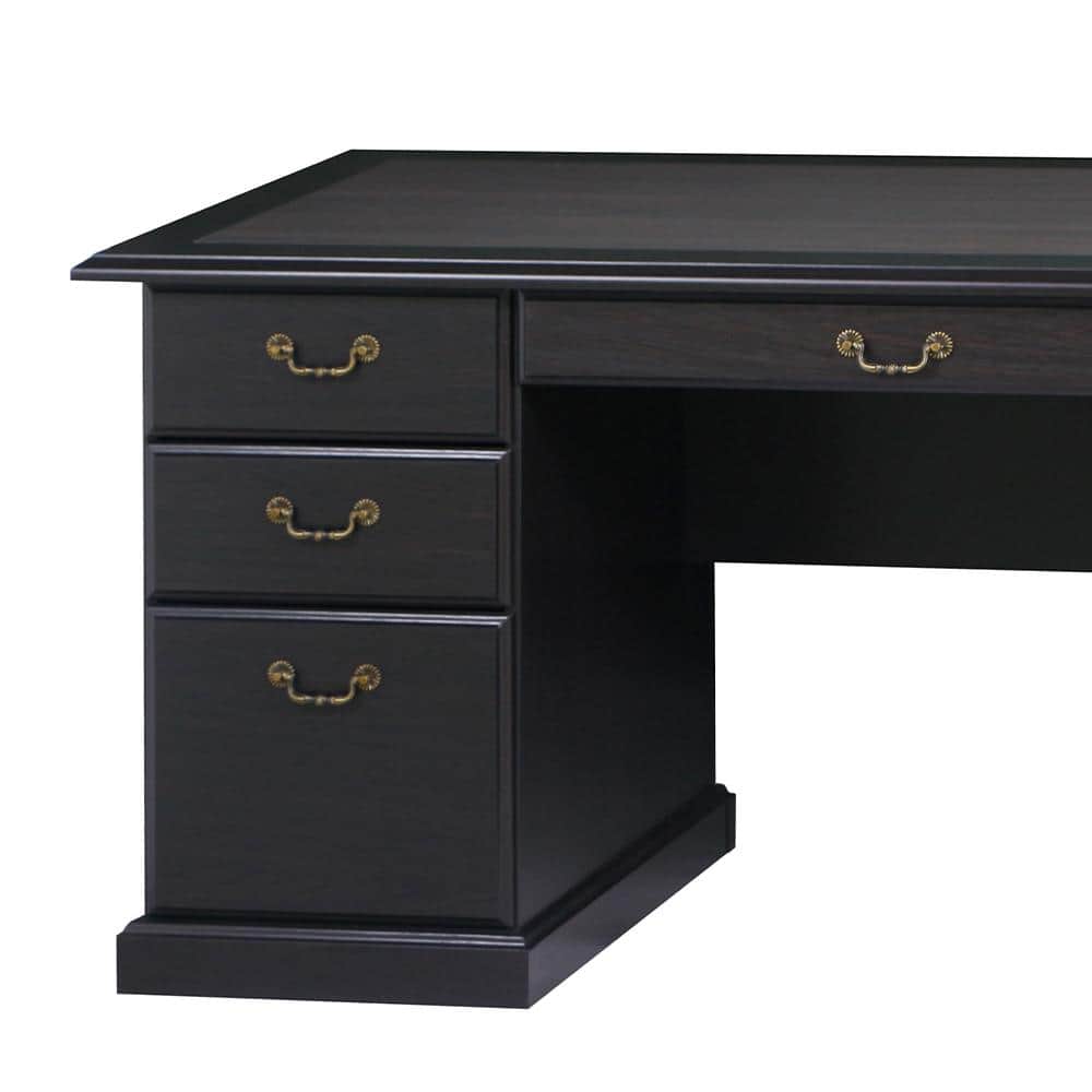 Espresso Wood Executive Desk with Drawers and Filing Cabinet